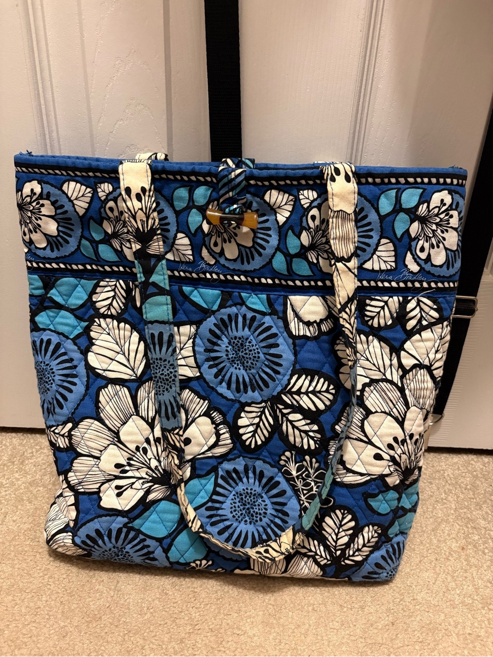 Vera Bradley Blue White Floral Quilted Tote